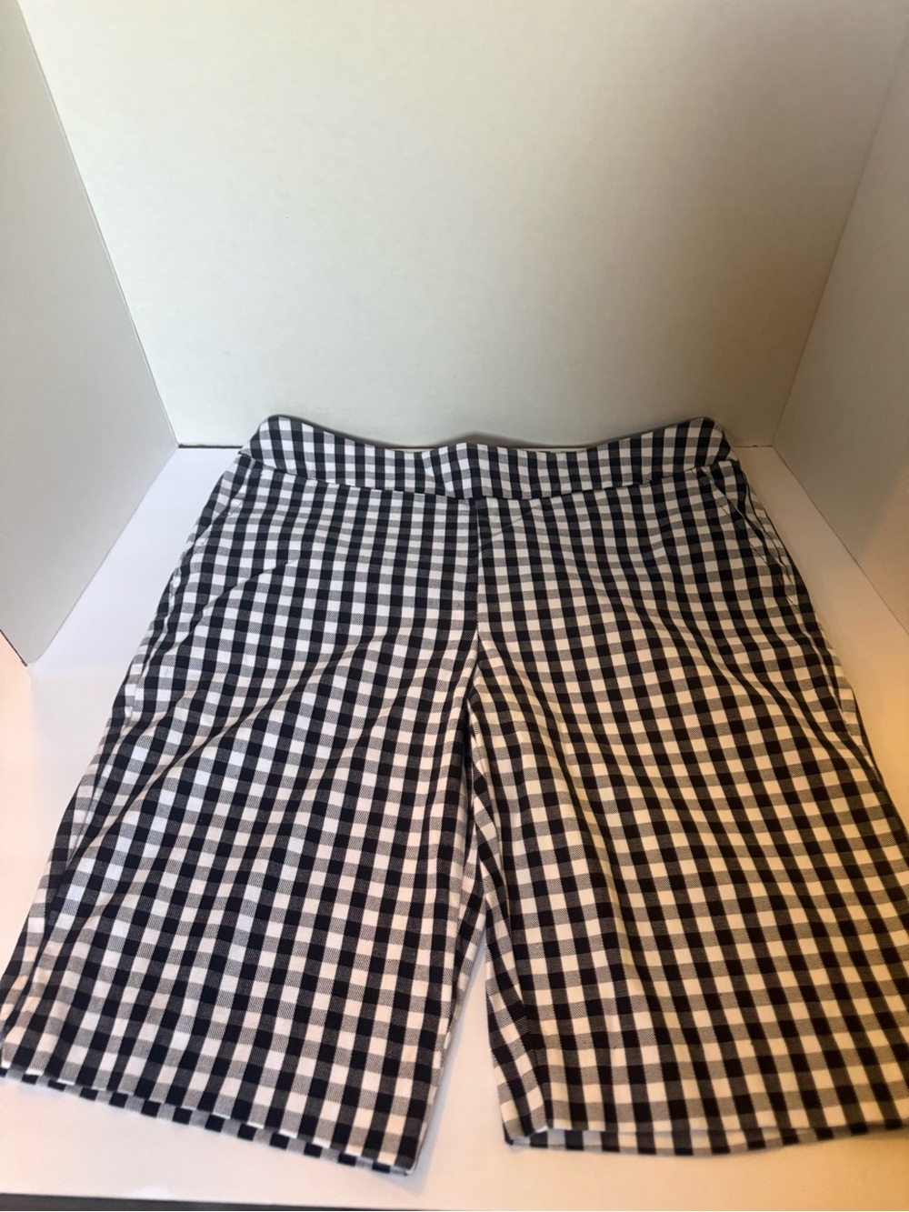 Time and Tru Black and White Gingham Bermuda Shorts